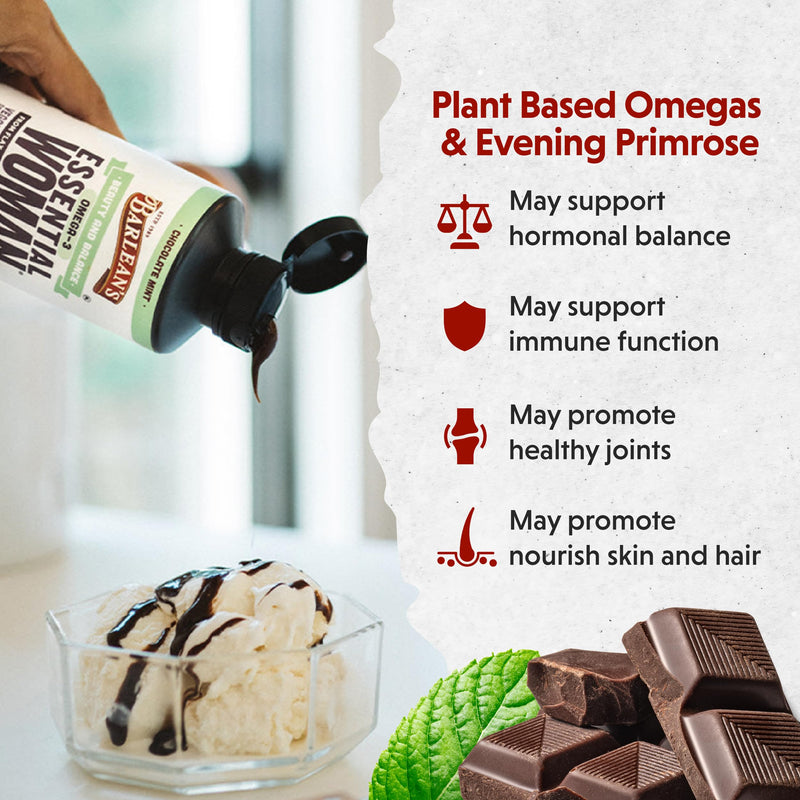 [Australia] - Barlean's Essential Woman Chocolate Mint Liquid Supplement from Flaxseed, Evening Primrose Oil & Soy Isoflavones, Omega 3 6 9 and GLA, Hormonal Balance & Healthy Hair and Skin, 16 oz Chocolate Mint - 16 oz 
