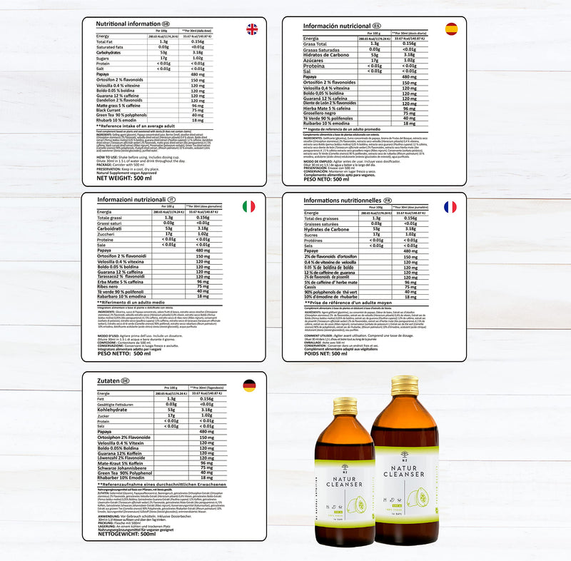 [Australia] - NATURE CLEANSER Liquid 500ml 12 highly efficient natural plants | Natural & Body Detox & Green Tea Guarana Papaya Dandelion Orthosiphon Vegan N2 Natural Nutrition 500 ml (Pack of 1) 