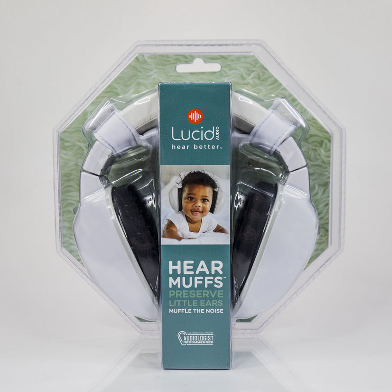 [Australia] - Lucid Audio HearMuffs Baby Hearing Protection (Over-The-Ear Sound Protection Ear Muffs Infant/Toddler/Child), One size, White 