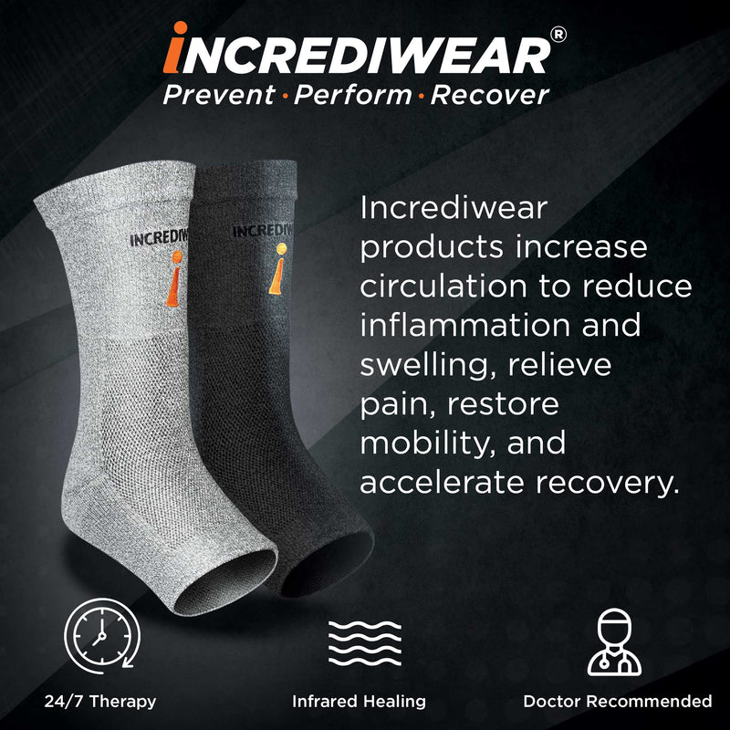 Incrediwear Ankle Sleeve – Brace for Joint Pain Relief, Sprained Support, Arthritis, Inflammation and Circulation, Support Women Men (Grey, Large) Grey Large (Pack of 1)