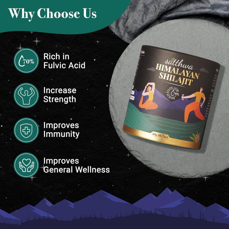 [Australia] - Satthwa Pure Himalayan Shilajit Resin High Potency for Men & Women - 85+ Trace Minerals - 75%+ Fulvic Acid - 50 Servings for Energy Boost & Immune Support - Lab Test Report - 20g (0.7oz) 