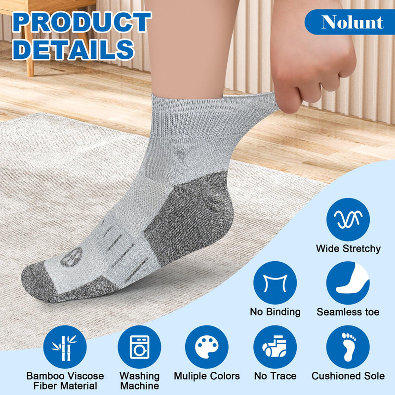 [Australia] - Diabetic Socks for Men,4 Pairs Non Binding Ankle Mens Diabetic Sock Size 6-9 9-12(White+Grey+Yellowish Cyan+Black-Large) White B/Grey B/Yellowish Cyan B/Black B Large 
