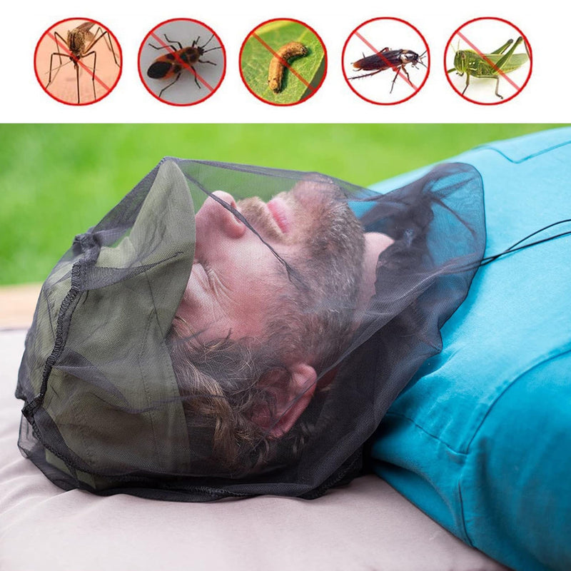[Australia] - Mosquito Net Head, Pack of 2 Mosquito Head Net with Carry Bag, Head Net Face Mesh Head Cover, Mosquito Net Hat for Face Insect Protection Hat for Outdoor Fishing Beekeeping Camping (Black) 