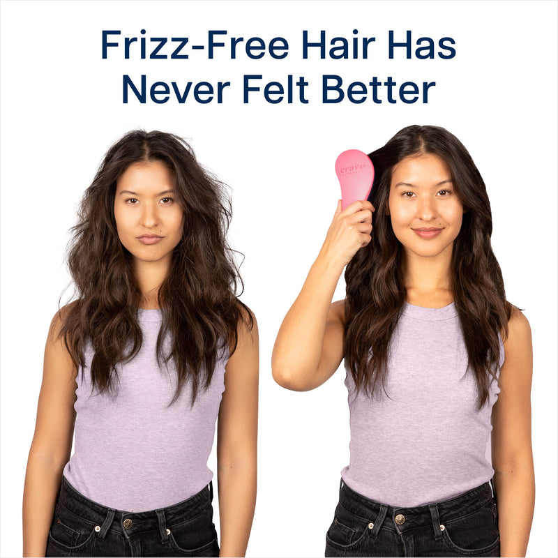 Crave Naturals Glide Thru Detangler Brush Pack of 2 - Curly Hair Brush for Women and Kids - Wet and Dry Comb for Adults - Soft Flexible Bristles for Gentle Use - Turquoise and Pink 2 Pack (Regular) Turquoise & Pink