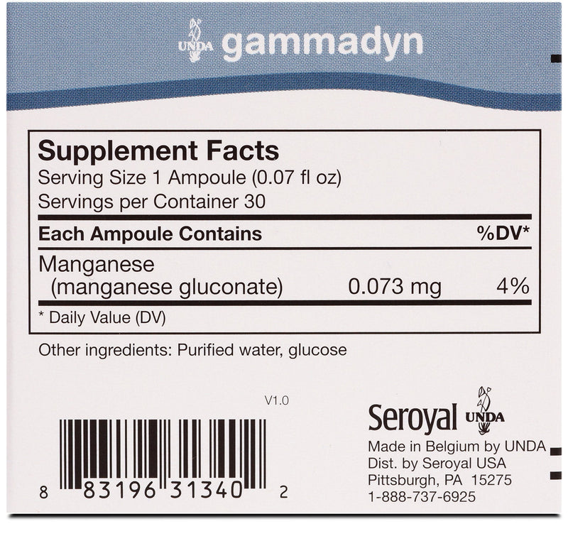 [Australia] - UNDA GAMMADYN Mn | Manganese Oligo-Element Supplement | 30 Ampoules 