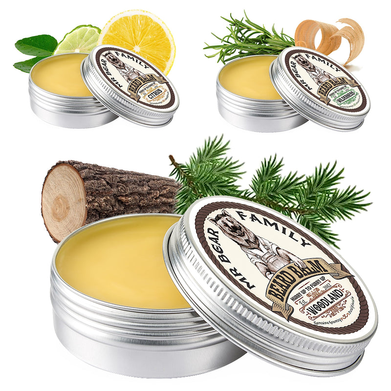 [Australia] - Mr Bear Family Beard Balm Men - Woodland - Nourishing Beard Balm - Beard Wax with Shea Butter, Jojoba Oil and Beeswax - Beard Wax Mustache & Full Beard Beard Styling - Beard Balm 60 ml 60 ml (Pack of 1) 