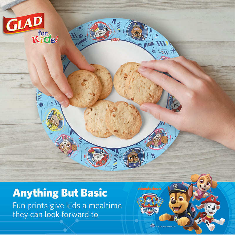 [Australia] - Glad for Kids Paw Patrol Paper Plates, 20 Count, 8.5 Inches | Disposable Paw Patrol Plates for Kids | Heavy Duty Disposable Soak Proof Microwavable Paper Plates for All Occasions Blue 8.5 Inch - 20 Count 