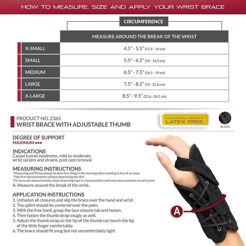 [Australia] - OTC Wrist Brace, Adjustable Thumb Strap Support for Hand Pain Relief, Black (Left Hand), Medium 