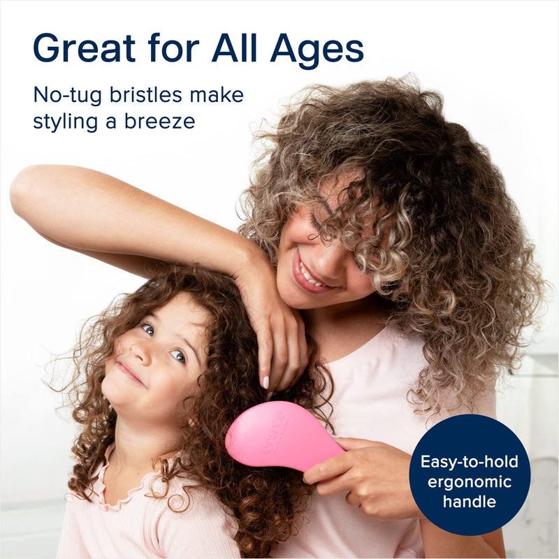 Crave Naturals Glide Thru Detangler Brush Pack of 2 - Curly Hair Brush for Women and Kids - Wet and Dry Comb for Adults - Soft Flexible Bristles for Gentle Use - Turquoise and Pink 2 Pack (Regular) Turquoise & Pink