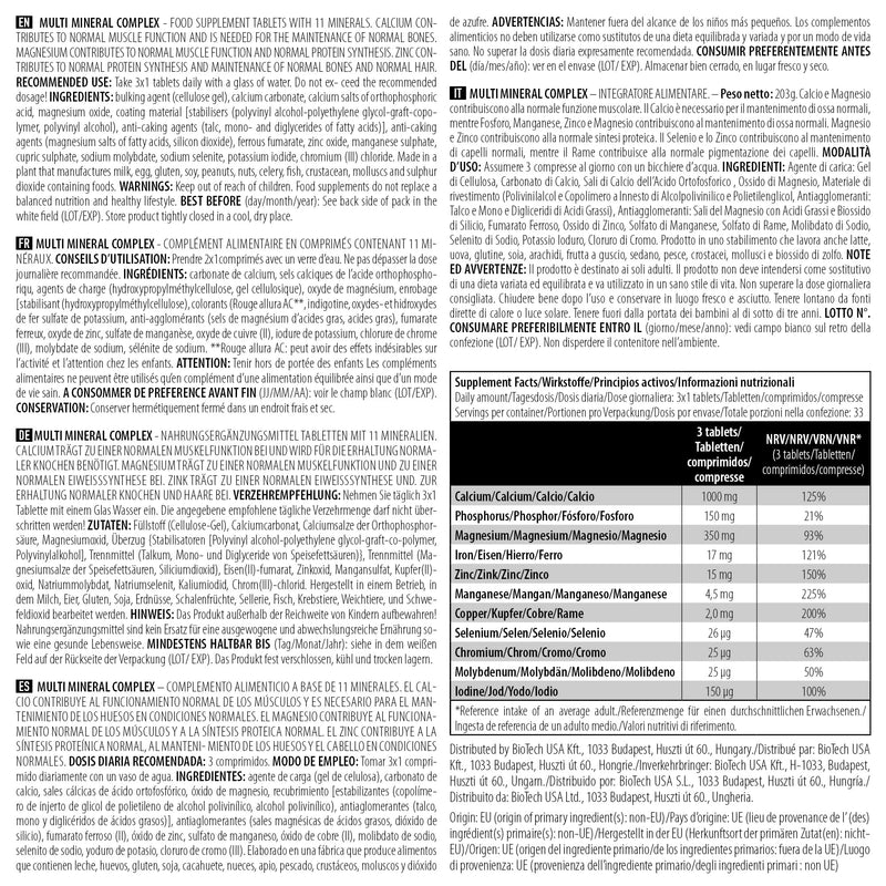 BioTechUSA Multi Mineral Complex | Support Bone Health | Muscle Function | Metabolism | 11 Key Minerals | 100 Tablets
