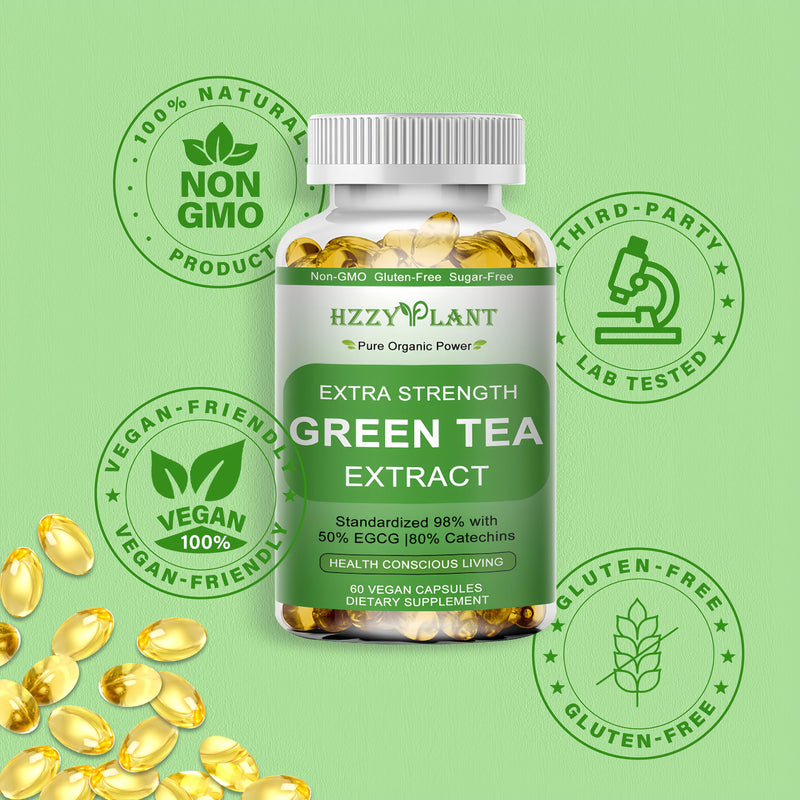 [Australia] - Green Tea Extract Softgels, High Absorption Green Tea Softgel Capsules for Energy Metabolism Antioxidant Immune Skin Heart Support, Herbal Supplement 50% EGCG for Men & Women,Non-GMO,2 Month Supply 