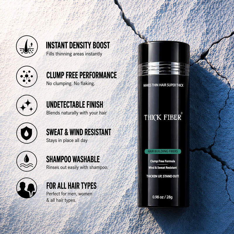 THICK FIBER Hair Fibers for Women & Men with Thinning Hair, (Dark Brown), 28g, Hair Loss Concealer, Covers Bald Spots, Hairline & Sparse Areas, Natural Fuller Looking Hair 0.88 Ounce (Pack of 1) Dark Brown