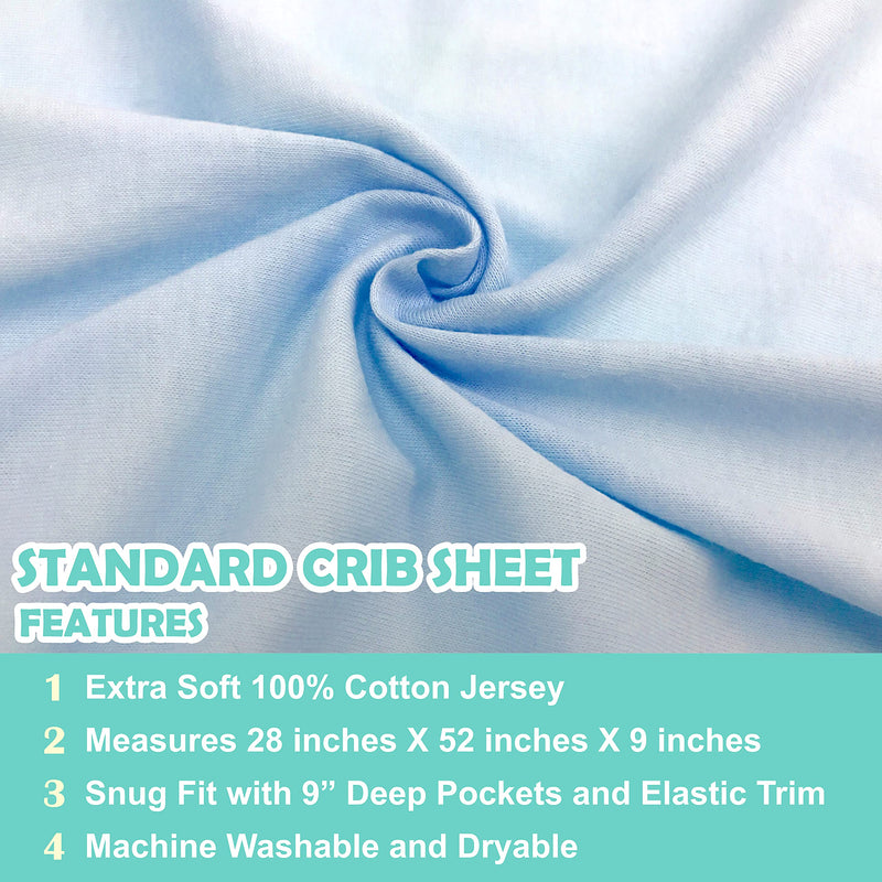 [Australia] - American Baby Company Fitted Crib Sheet 28" x 52", Soft Breathable Neutral 100% Cotton Jersey Sheet, Blue, for Boys and Girls, Fits Crib and Toddler Bed mattresses 1 Pack 