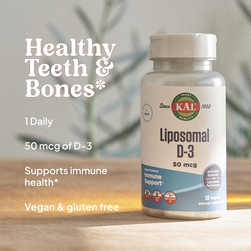 KAL Liposomal Vitamin K2 Plus D3, Vegan Capsules, 30 Servings | Vitamin K2 MK-7 & Vitamin D3 Liposomal Formula, 30 Servings, Vegan Capsules, Manufactured in a GMP-Certified Facility