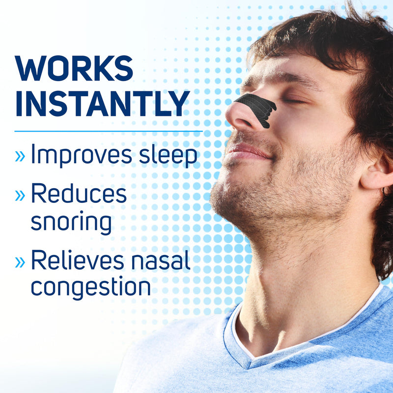 [Australia] - Extra Strength Nasal Strips 50 Ct, Nasal Dilators for Men & Women, Anti Snoring, Instant Congestion Relief for Cold & Allergy, Improves Sleep, Better Performance, for Day & Night, Black 