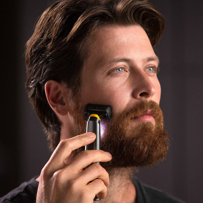 [Australia] - MicroTouch SOLO Titanium, Rechargeable Beard & Body Razor that Trims, Edges, Shaves, and Grooms 