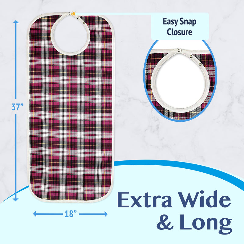 [Australia] - Medokare Adult Bibs for Eating, Washable Clothing Protectors for Women and Men Multicolor Multi 3 Pack 