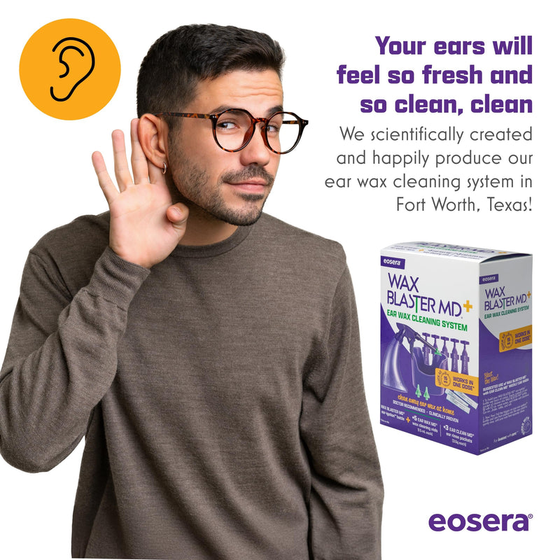 [Australia] - eosera¬Æ WAX BLASTER MD+ Cleaning Kit - Earwax Dissolver for Adults & Kids - Fast Acting, Doctor Recommended, Clinically Proven - Complete Irrigation Kit with 3 Ear Clean MD Packets & 5-ct Single Use Ear Wax MD Vials - Works in 15 Minutes Wax Blaster Plus 