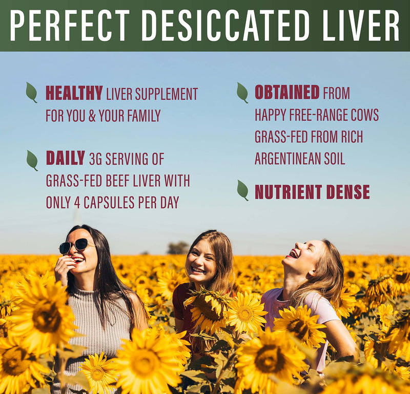 Perfect Supplements – Perfect Desiccated Liver – 120 Capsules – Undefatted Beef Liver – Natural Source of Protein, Iron, Vitamins A & B – 3 Pack Pack of 3