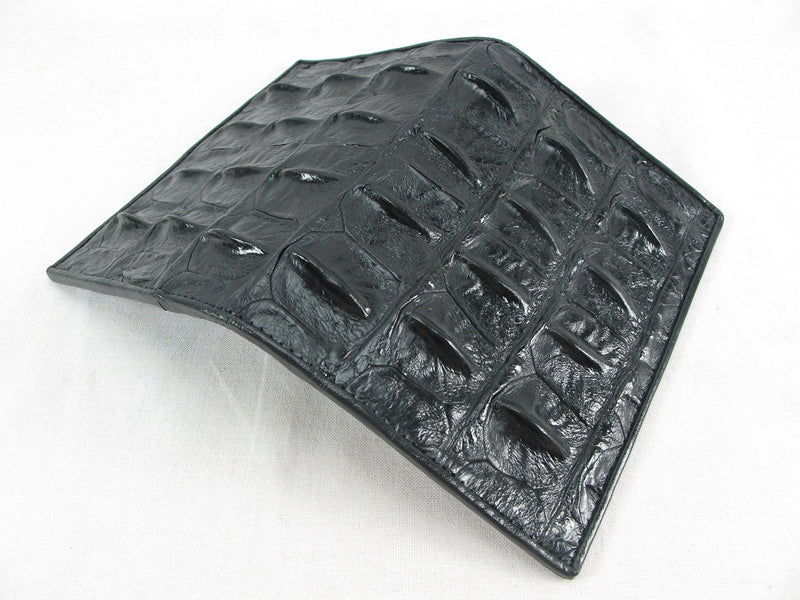 Pelgio Genuine Crocodile Alligator Skin Leather Passport Holder Wallet (Black) Black