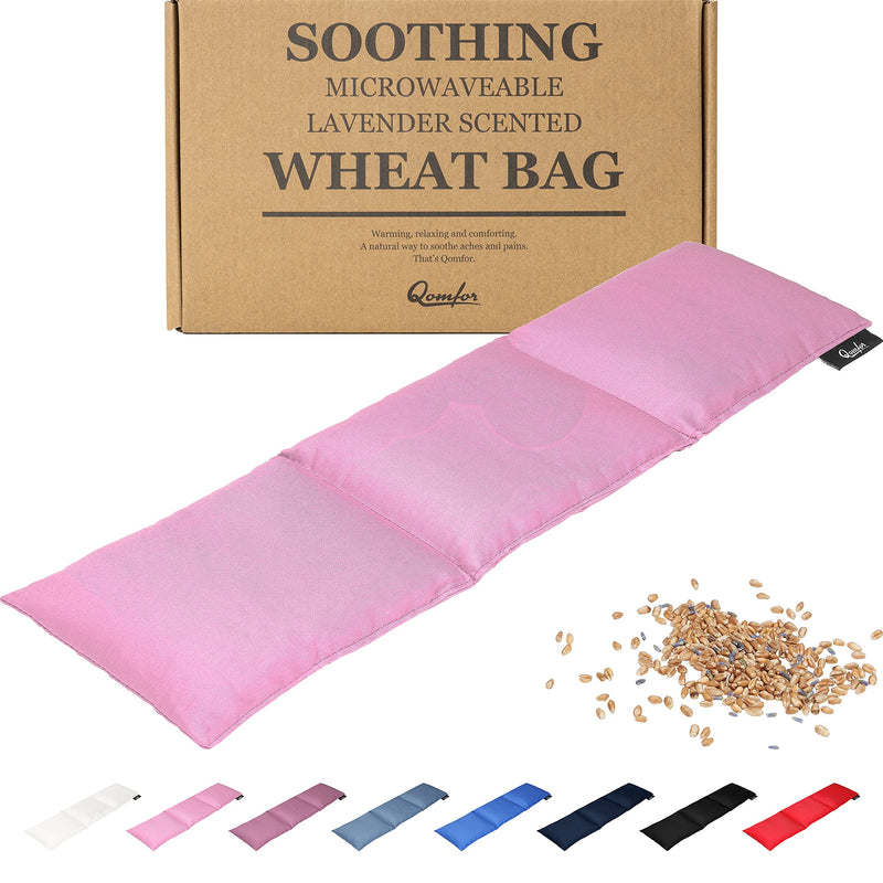 [Australia] - Grain pillow - Microwave heat pillow made of cotton 46 x 12 cm - Soft spelled pillow for pain relief back, neck and shoulder - Wheat and lavender filled - Great gift - Pink 