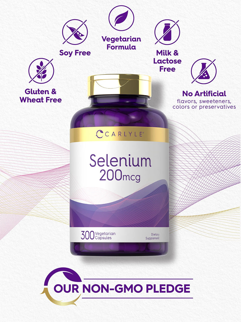 [Australia] - Carlyle Yeast Free Selenium Supplement | 200mcg | 300 Capsules | Vegetarian, Non-GMO, and Gluten Free Mineral Formula | L-Selenomethionine | Value Size 300 Count (Pack of 1) 