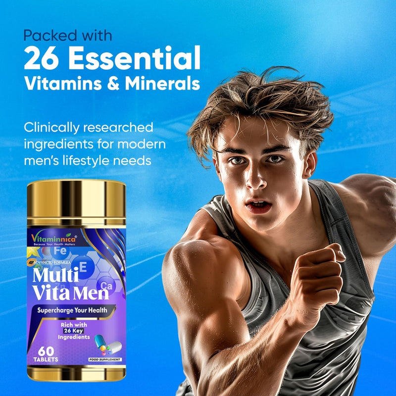 Vitaminnica Multi Vita Men – Advanced Multivitamin 60 Tablets for Men | Energy, Immunity, Muscle Function, Heart Health & Vitality | 25+ Essential Vitamins & Minerals