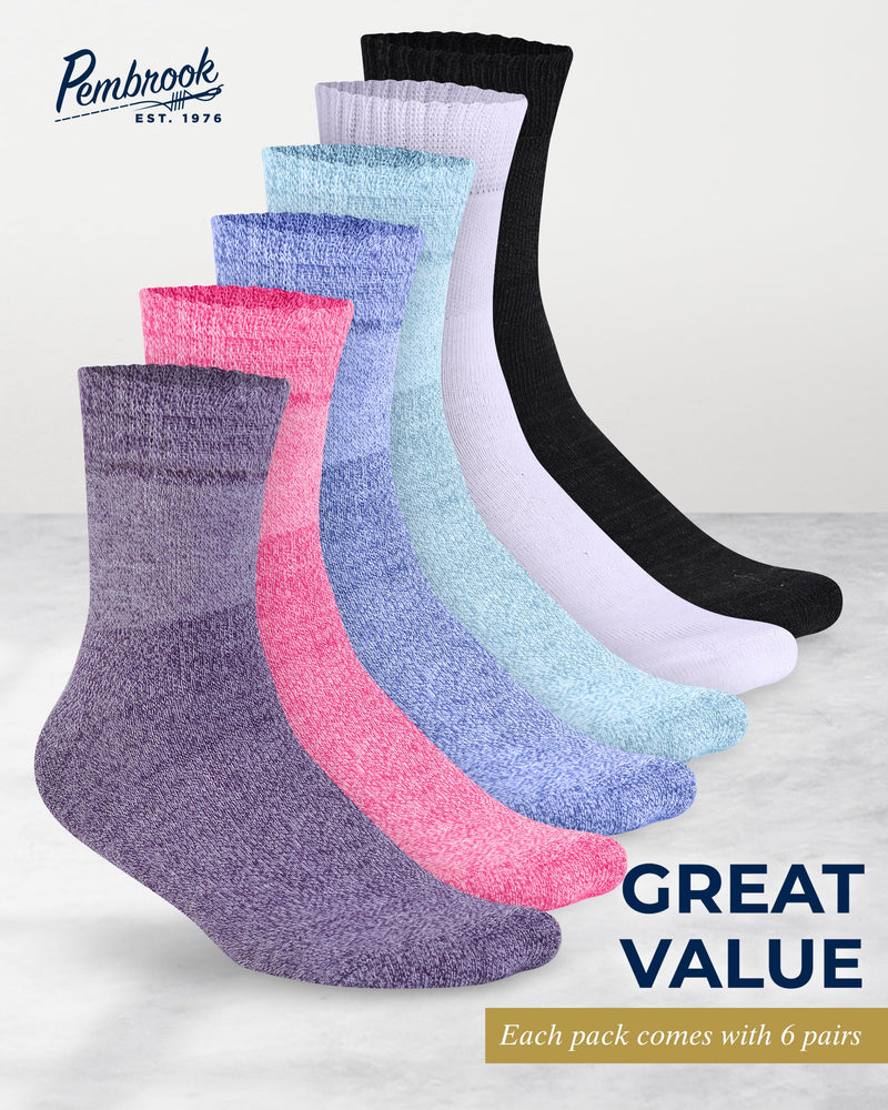 [Australia] - Pembrook Bamboo Viscose Diabetic Socks for Women & Men - 6 Pairs Ankle Socks for Swollen Feet | Neuropathy Socks | Wide Calf and Ankle Socks | Edema Neuropathy Socks for Women Bright Colors Large 