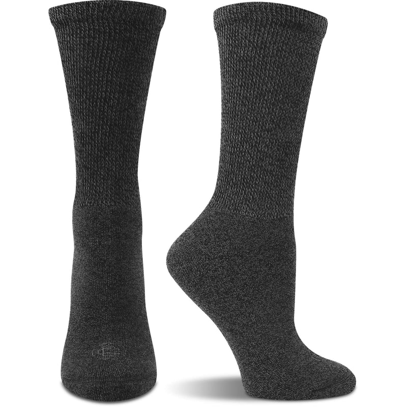 [Australia] - Doctor's Choice Diabetic Socks for Women, Non-Binding Top, Soft Crew & Ankle Circulatory Neuropathy Socks - 4 Pairs 6-10 Black-crew 