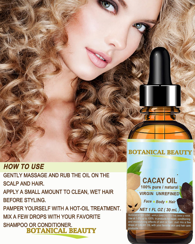 Botanical Beauty CACAY OIL 100% Pure Natural Virgin Unrefined Cold-Pressed Carrier Oil WILD GROW 0.5 Fl Oz 15 ml For Face, Skin, Body, Hair. Anti Wrinkle Face Oil Natural Retinol Vitamin A, Vitamin E