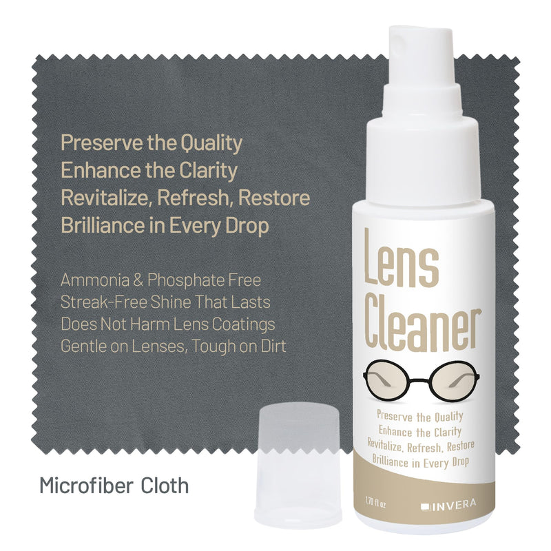 [Australia] - Eyeglass Cleaner Spray with Microfiber Cloth Kit, Lens Cleaner for Eyeglasses, Sunglasses, Camera Lenses & Electronic Screens, Gentle, Odor-Free, Compact 1.7 fl oz Lens Cleaner Spray 
