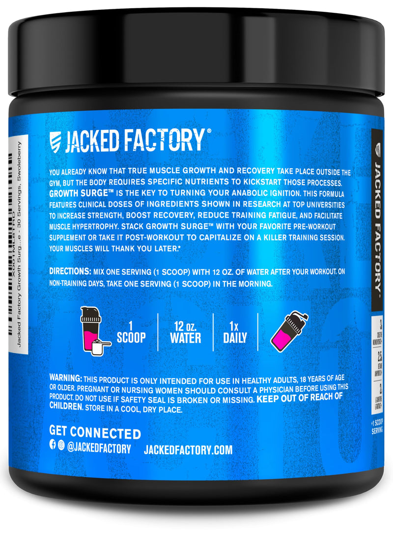 [Australia] - Jacked Factory Growth Surge Creatine Post Workout w/L-Carnitine - Daily Muscle Builder & Recovery Supplement with Creatine Monohydrate, Betaine, L-Carnitine L-Tartrate - 30 Servings, Swoleberry 30 Servings (Pack of 1) 