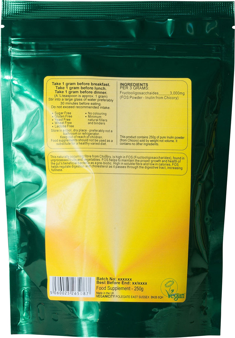 Inulin Powder (FOS - Fructooligosaccharides) : Pre-Biotic Digestive Health Supplement: 250g