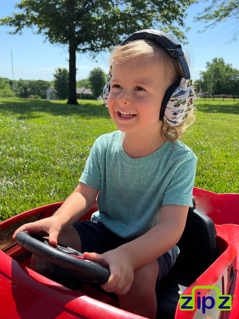 [Australia] - ZIPZ Baby & Toddler Earmuffs - Baby Headphones for Noise - ANSI-Certified Ear Protection - Safe for Soft Spots - 0-4 yrs Cars Trucks 