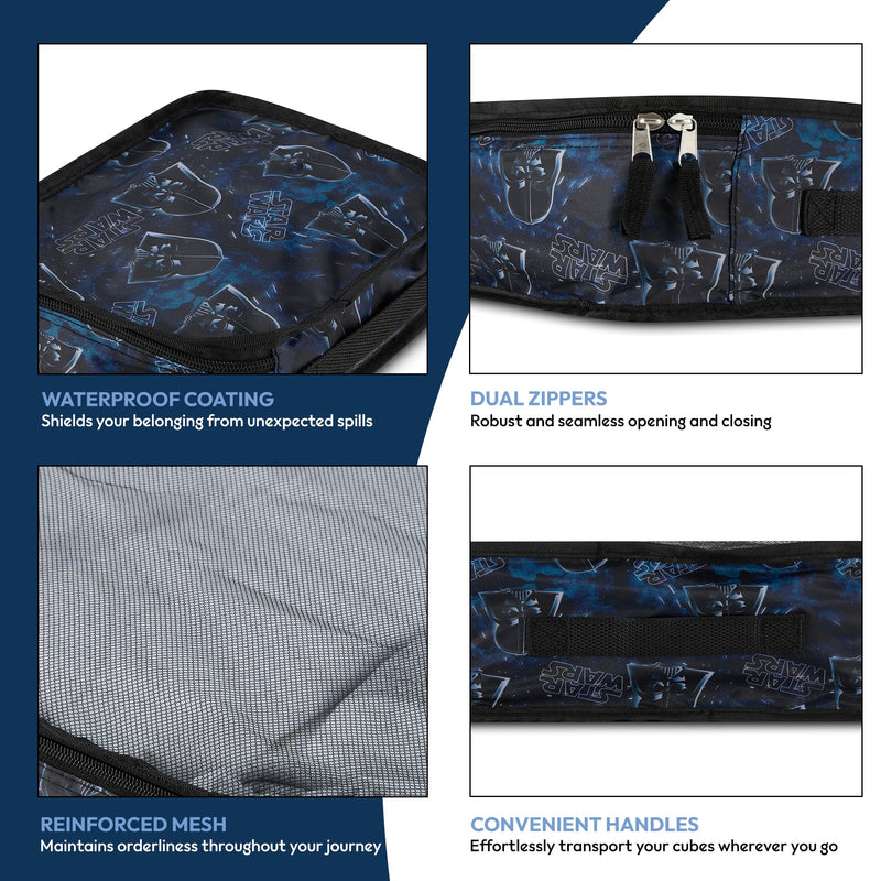 Star Wars Packing Cubes Set - Darth Vader, Storm Trooper, Yoda, Chewbacca - 5 Piece Travel Luggage Organizer for Kids Teens Adults - Disney Suitcase Essential
