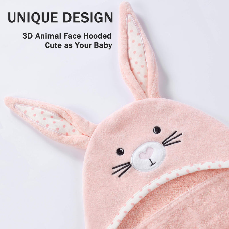 Baby Hooded Towel with Unique Animal Design Ultra Soft Thick Cotton Bath Towel for Newborn (Bunny) Rabbit