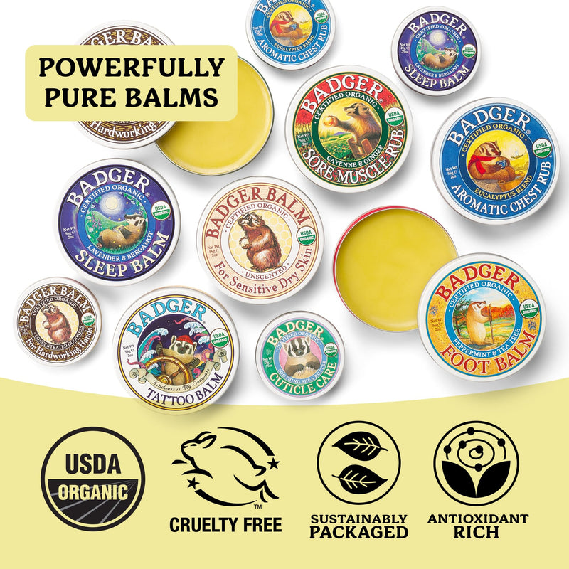 Badger Foot Balm, 100% Organic Foot Cream for Dry Cracked Heels and Feet, Fast Acting Foot Care for Women & Men, All-Natural Cracked Heel Treatment, .75 oz Tin, 2-Pack Peppermint & Tea Tree 0.75 Ounce (Pack of 2)