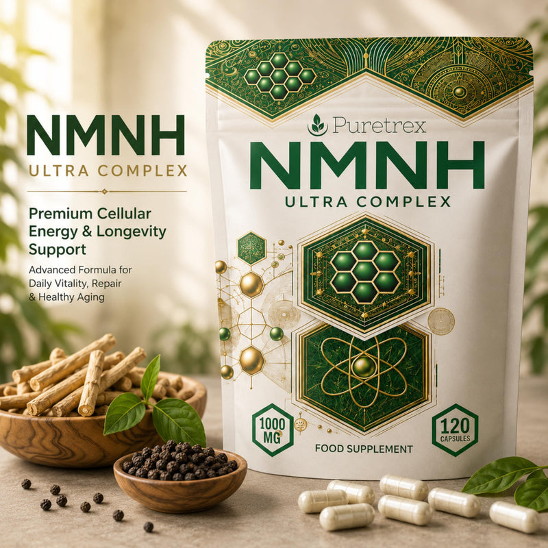 PURETREX NMNH Supplements 1000mg Ultra Complex Vegan 120 Capsules – Made in UK Alternative with Resveratrol, NAD+ Booster for Energy, CoQ10, TMG & Quercetin for Cellular Support & Healthy Ageing