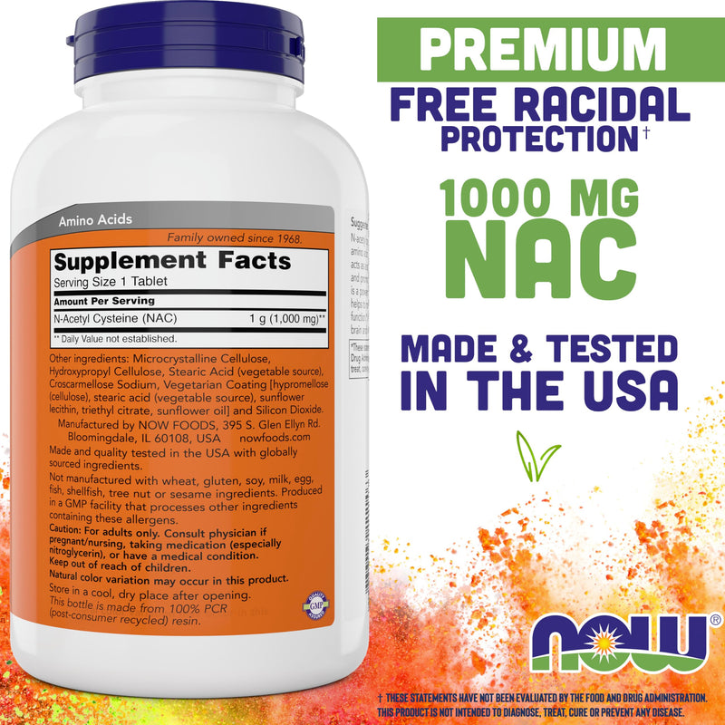 [Australia] - Now NAC, 1000 mg, 250 Tablets, Vegetarian and Vegan, Non-GMO 250 Count (Pack of 1) 