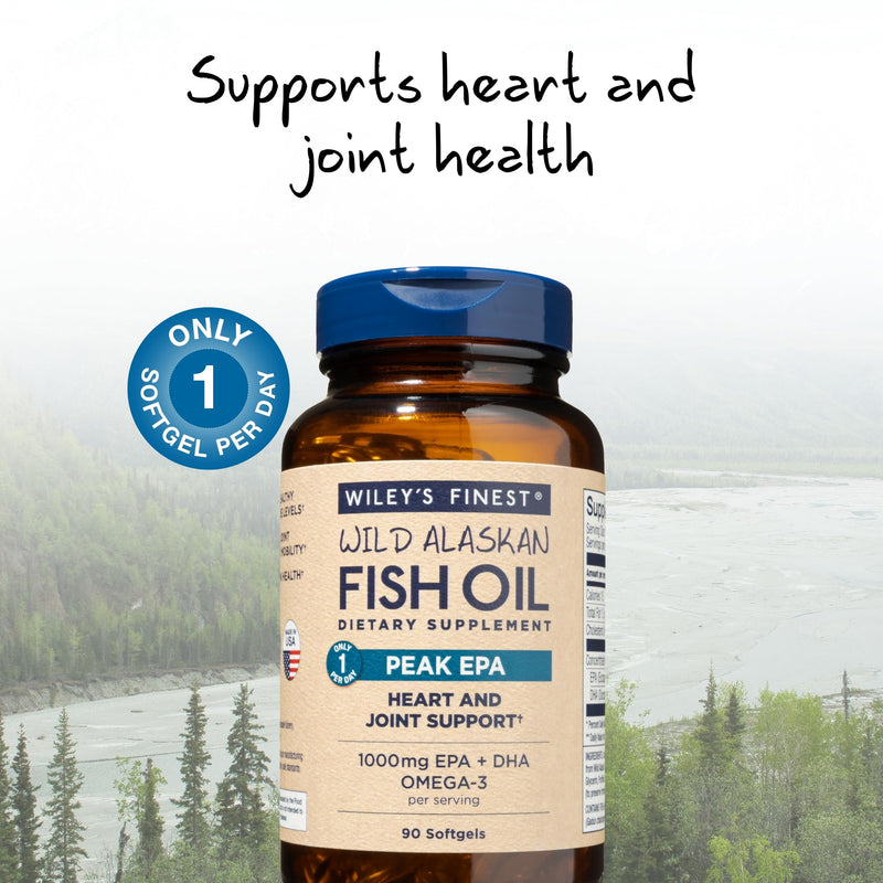 [Australia] - Wiley's Finest Wild Alaskan Fish Oil Peak EPA - Triple Strength Peak EPA and DHA - 1000mg Omega-3s, SQF-Certified - 90 Softgels (90 Servings) 90 Count (Pack of 1) 