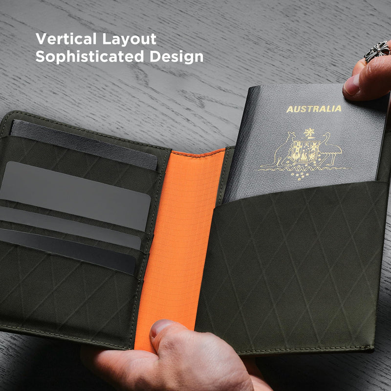ALPAKA ARK Bifold Passport Wallet Passport Holder Green | Travel Wallet for Men Family Travel Journeys, X-Pac VX21 Weatherproof Fabric, UV Proof, Passport Slot