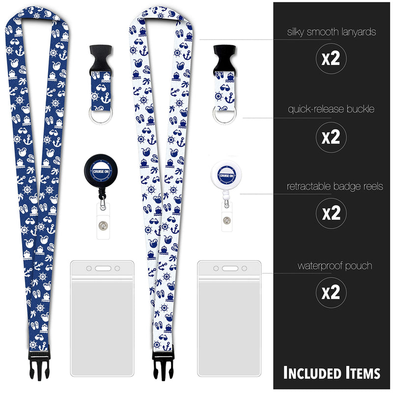 Princess Cruise Essentials (4 Items) Luggage Tag Holders, Power Strip, Towel Bands & Cruise Lanyards with Retractable Reel