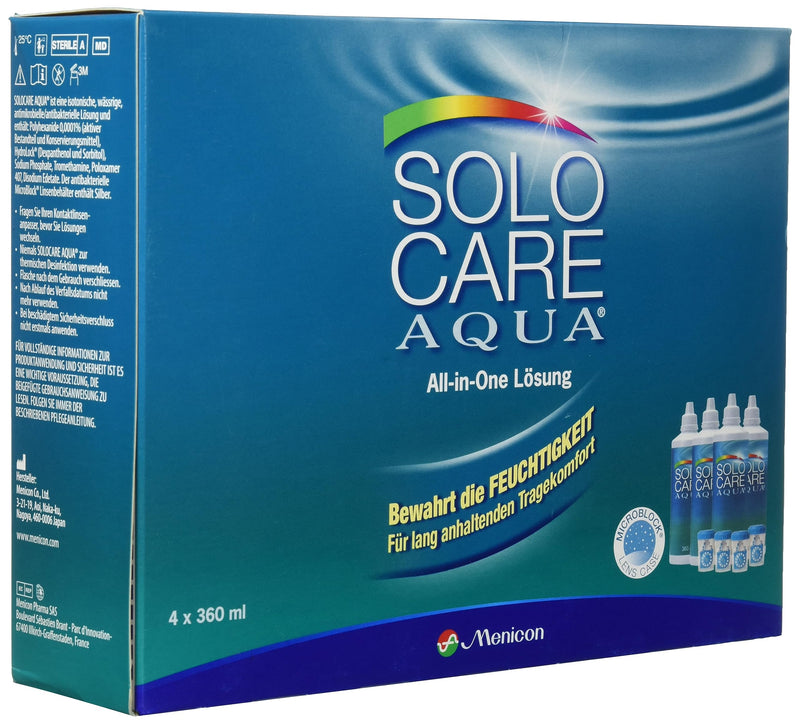 [Australia] - Solocare Aqua care product system pack (4 x 360ml) for soft contact lenses | 360 ml (pack of 4) 