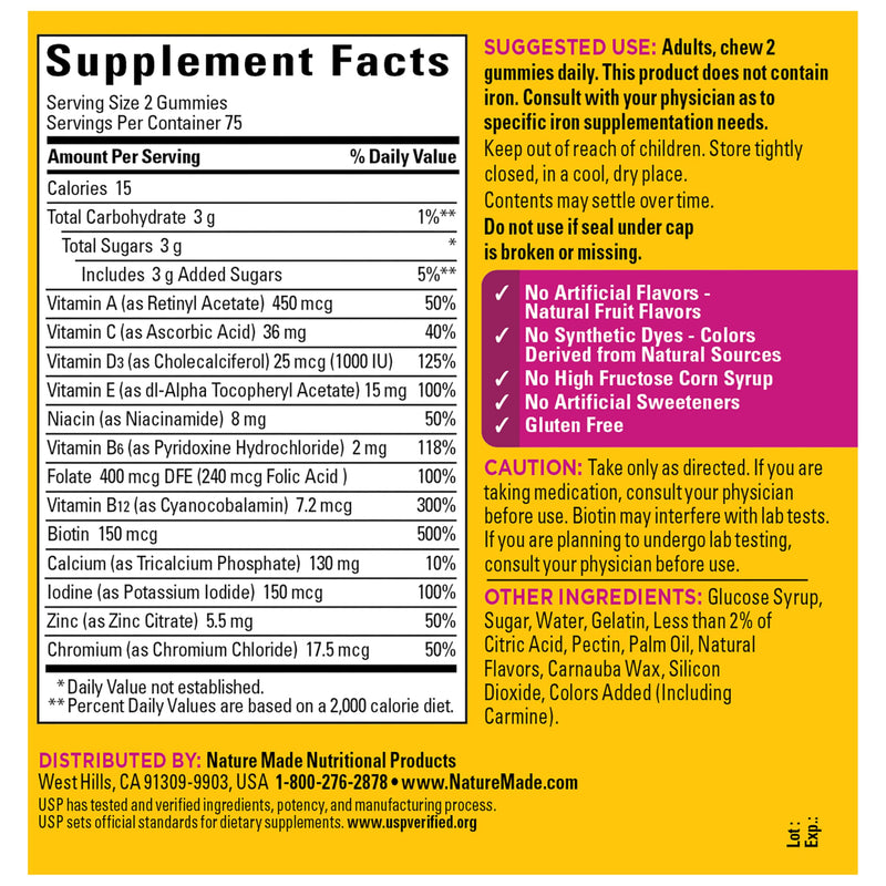 Nature Made Multivitamin for Women, 150 Multi Vitamin Gummies | Womens Gummy Multivitamins for Daily Nutritional Support, Strawberry Flavored, 75 Day Supply 150 Count (Pack of 1)