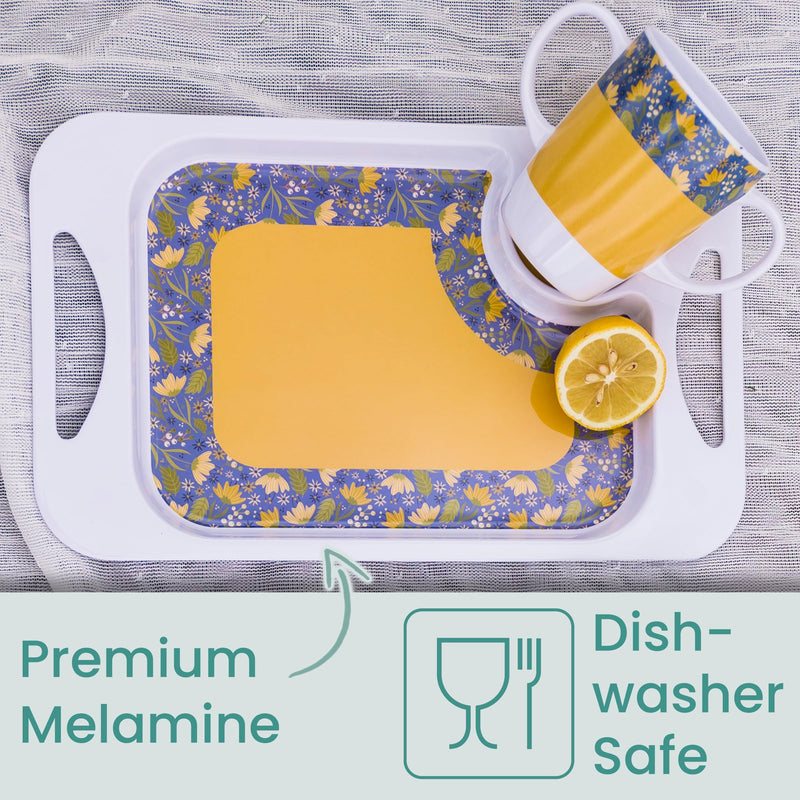Sippy Cup for Adults, Cup lids & Coordinating Snack Tray Bundle for Elderly. 400ml/14oz Cup Capacity, Tray 33.8cmx20.6cm. Lightweight, Melamine, Perfect Snack Bundle (Yellow) Yellow