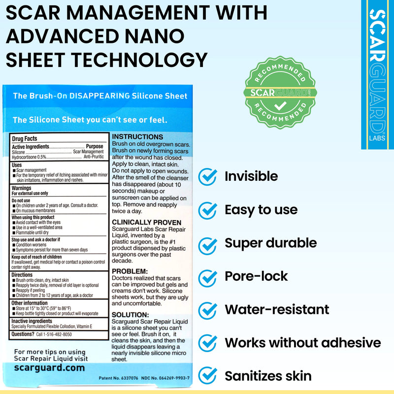 [Australia] - Invisible Brush-On Silicone Sheet with Vitamin E - Scar Removal for Keloids, Burn Scars, Surgery Scars, Stitches, Cuts - No Ugly Scar Sheets, Cream or Messy Scar Gel Needed 