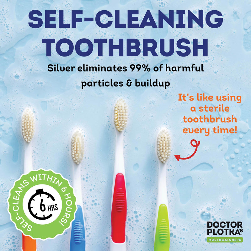 [Australia] - MOUTHWATCHERS Dr Plotkas Soft Bristle Flossing Toothbrush Manual Soft Toothbrush for Adults, Ultra Clean, Good for Sensitive Teeth and Gums, Variety 4 Pack, Colors May Vary Variety Pack 