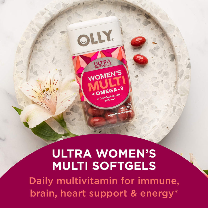 OLLY Ultra Women's Multi Softgels & Ultra Strength Goodbye Stress Softgels, GABA, Ashwagandha, L-Theanine and Lemon Balm, Stress Relief Supplement - 60 Count