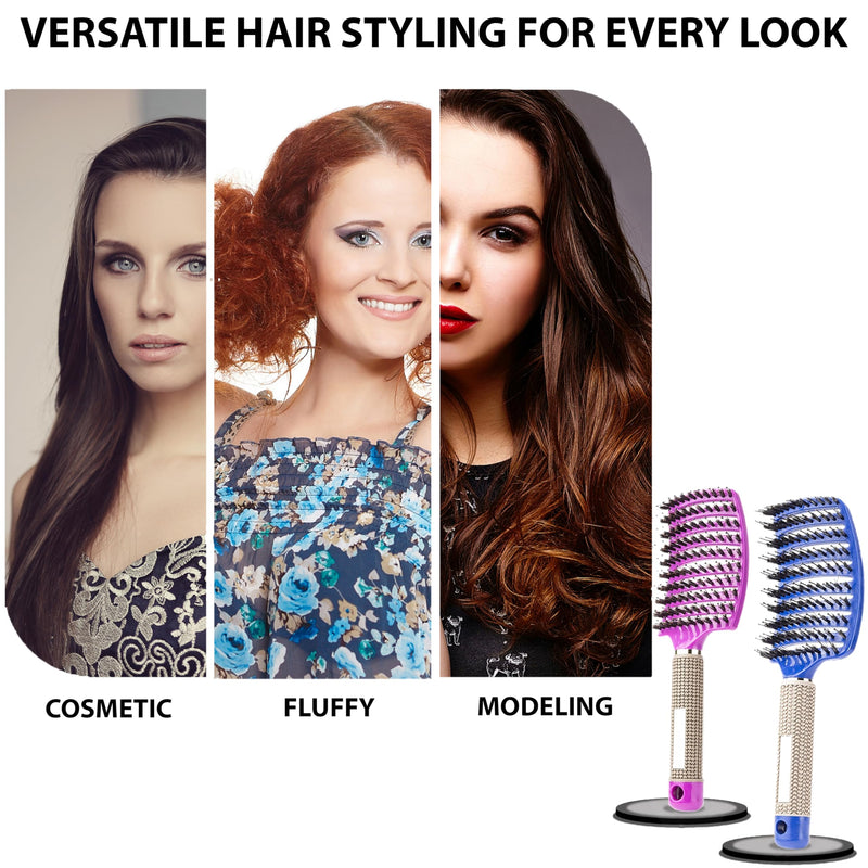 Detangling Brush 2 Pack, Hairbrush with Ultra Soft Bristles for Effortless Tangle Removal for Women, Girls, Detangler Fast Drying Styling Massage Hair brush for Wet or Dry Hair
