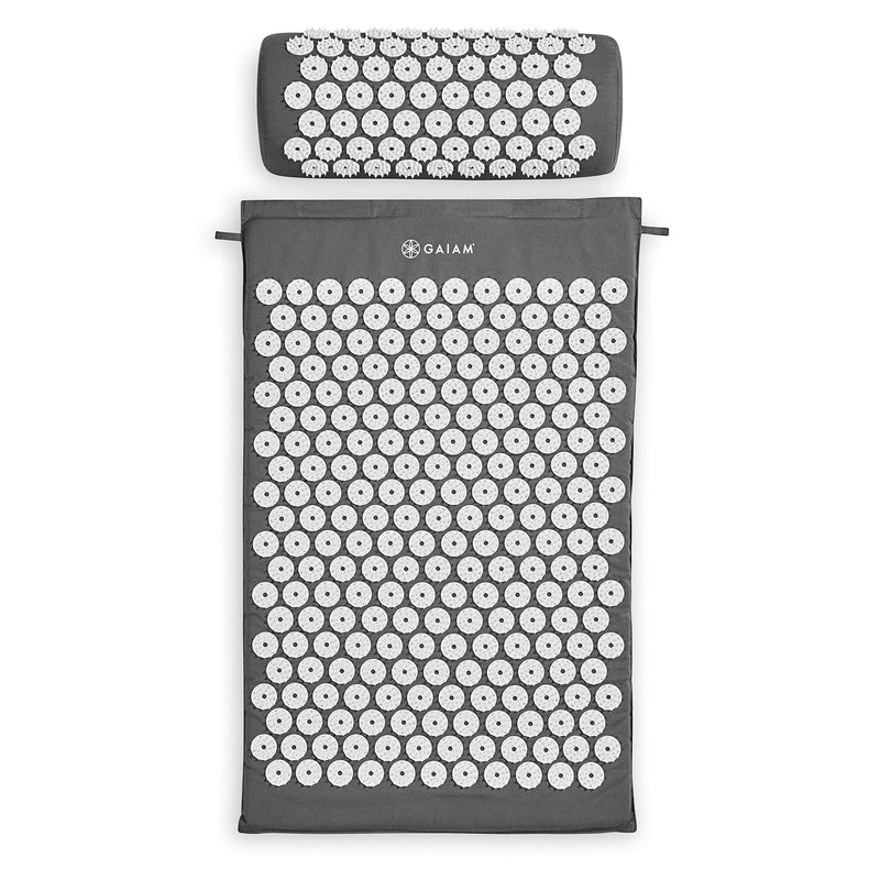 [Australia] - Gaiam Acupressure Mat and Pillow Set, Acupuncture Style Massage Mat & Pillow, Relief for Sciatic Nerve, Muscle Tension, Fibromyalgia, Neck, Shoulder & Back Pain, Migraine & Headaches and Insomnia Grey 
